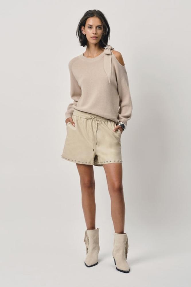 Dante6 Ulyn Cut-Out Bow Sweater in Sesame Beige