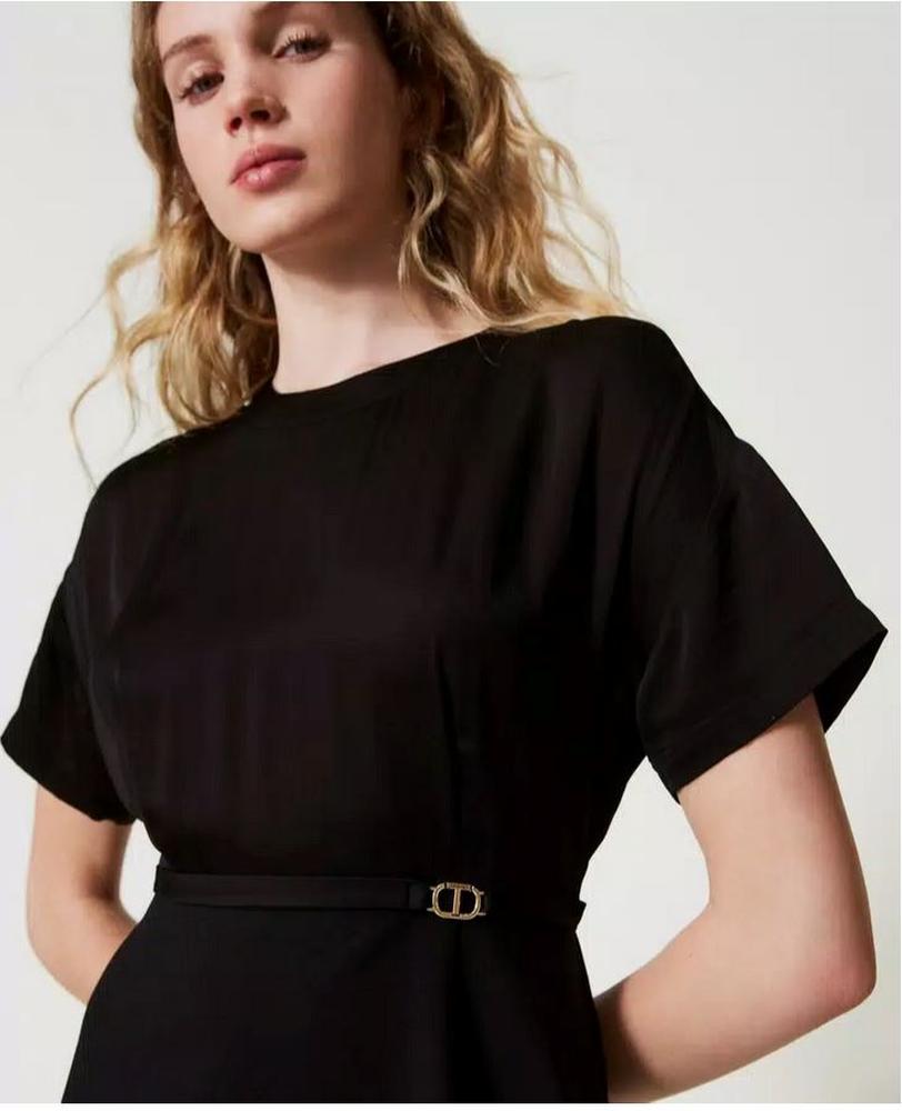 Midikleid aus Milano-Strick und Crêpe de Chine