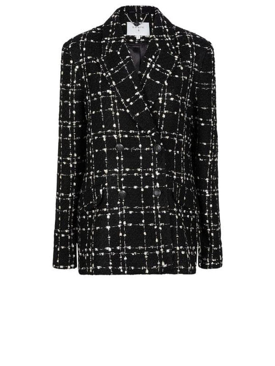 Zweireihiger Bouclé Blazer in Schwarz