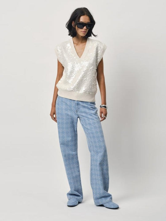 Dante6 Ezra Sequins Sweater in Butter Cream