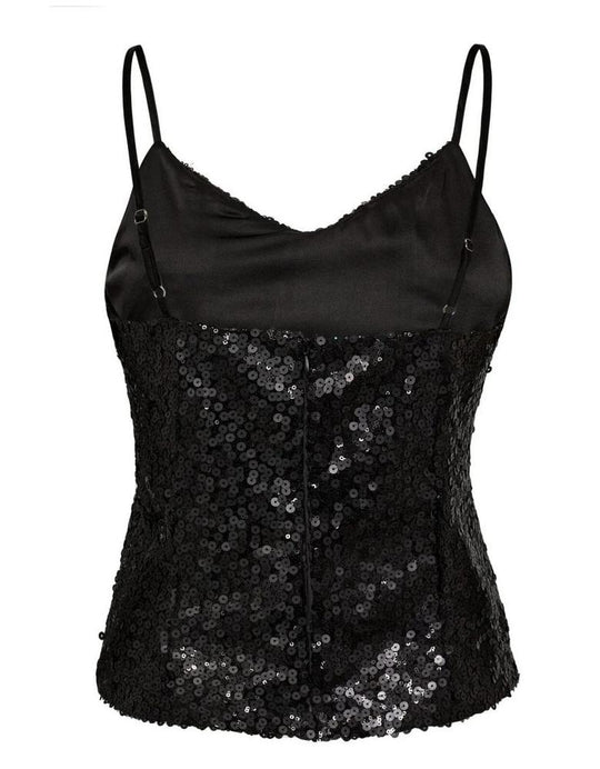 Top mit schwarzen Pailletten