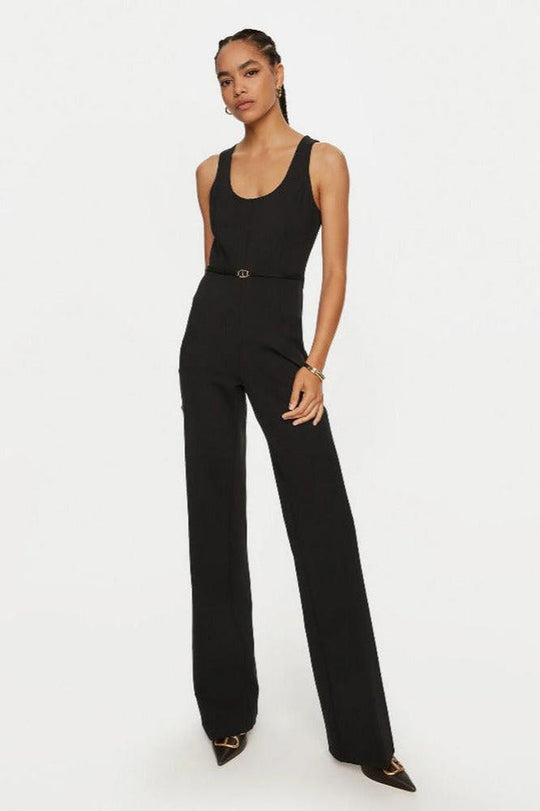 Jumpsuit aus Milano-Strick und einer Viskose-Stretch-Mischung