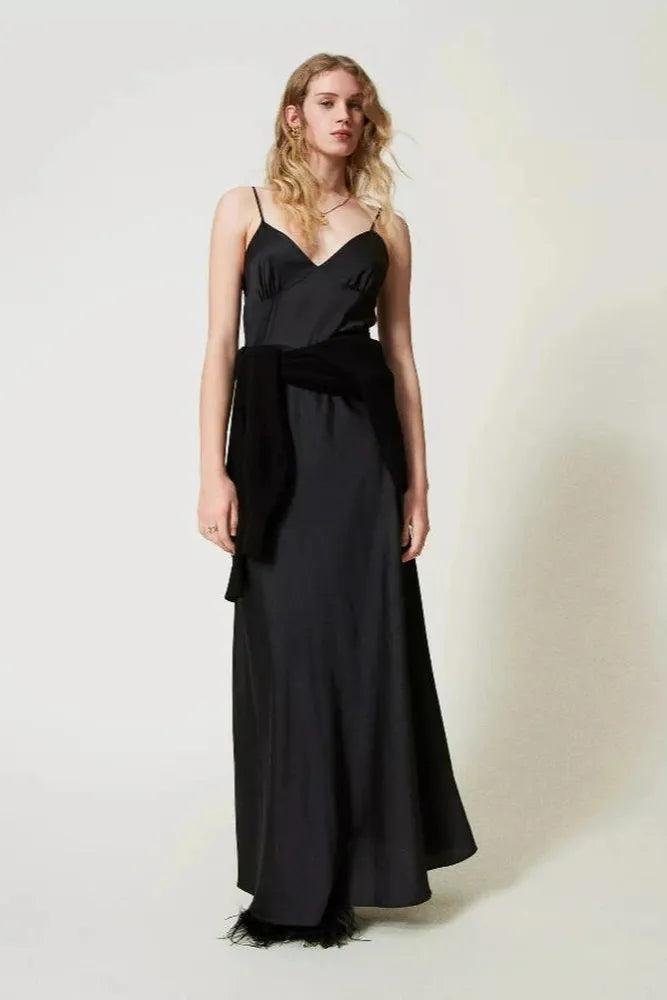 Schwarzes Slipdress mit von der Marke TWINSET