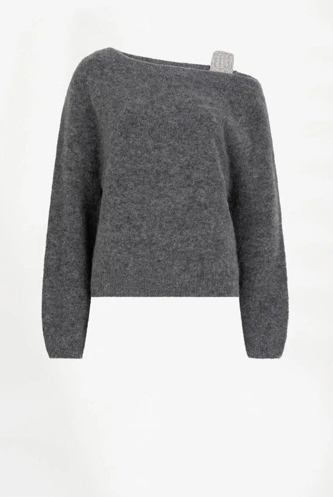 Dante6-Yonka Schulterfreier Pullover mit Strassdetails Dante6