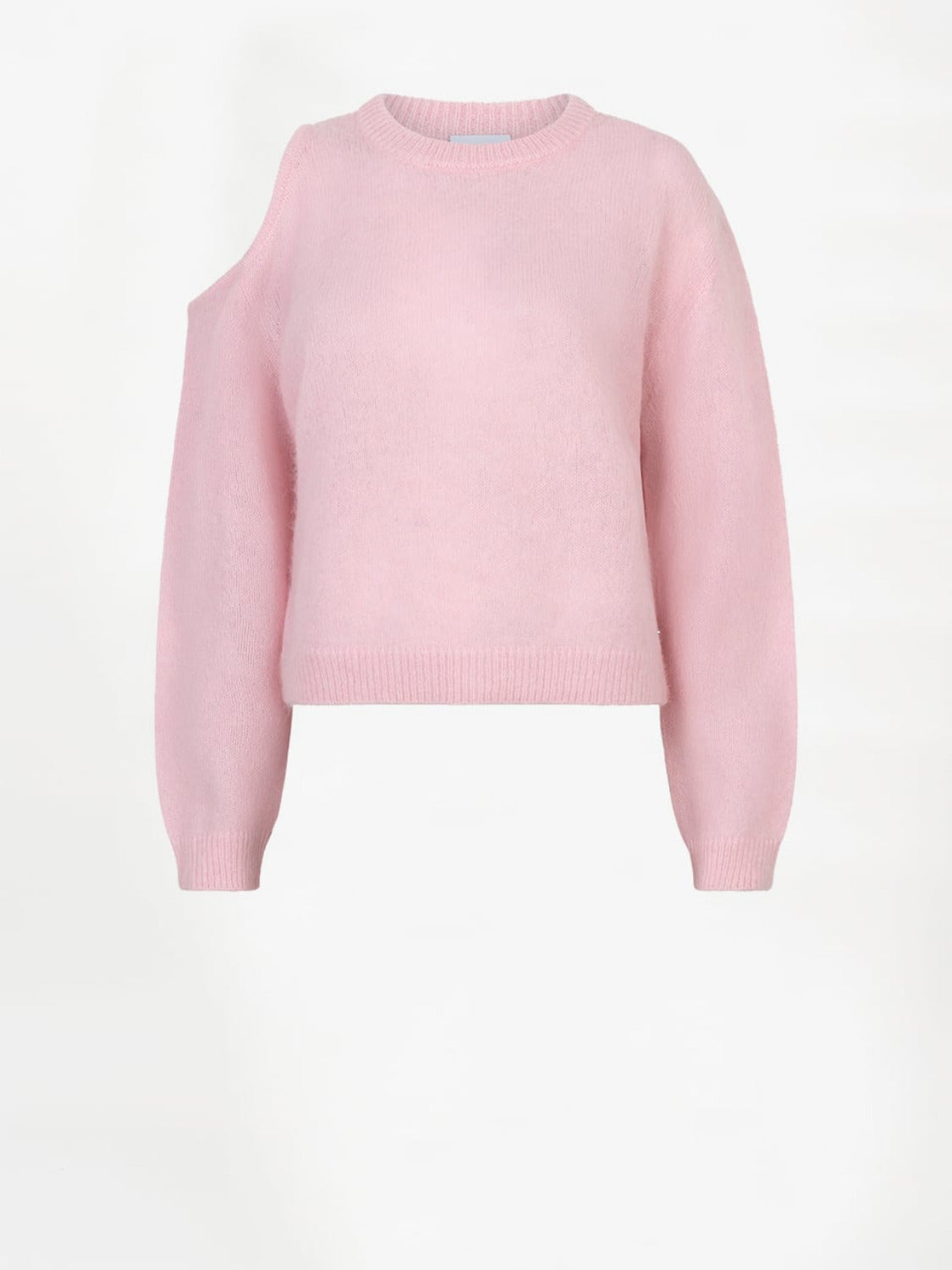 rosafarbener Wollpullover mit Cutouts