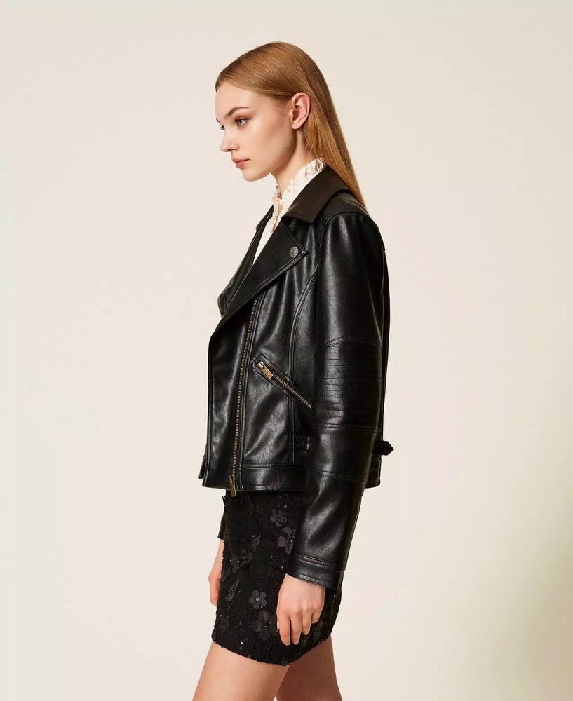 Bikerjacke aus Lederimitat von TWINSET