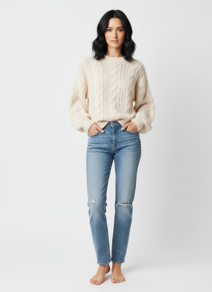 Zopfmusterpullover aus Alpaka