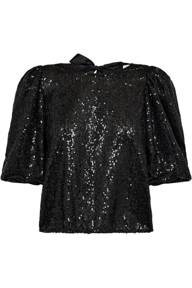 Bluse mit schwarzen Pailletten-Co'couture-HEIDA Fashion