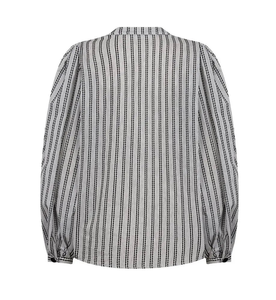 Co’Couture Noracc V-Shirt – Schicke Bluse in Schwarz-Weiß-Co'couture-HEIDA Fashion