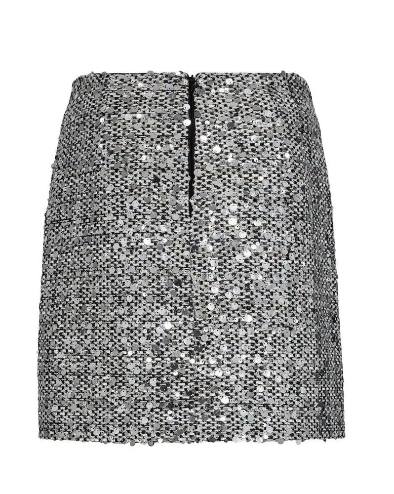 Kurzer Paillettenrock in silber-Co'couture-HEIDA Fashion