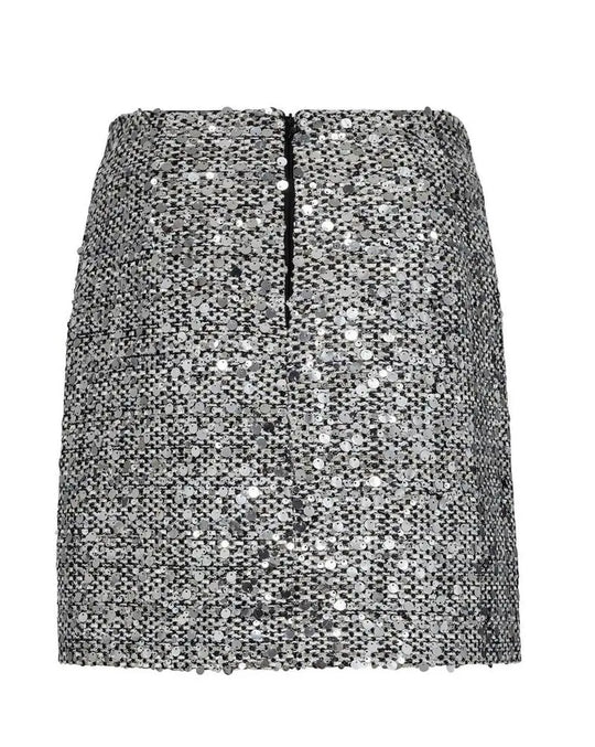 Kurzer Paillettenrock in silber-Co'couture-HEIDA Fashion