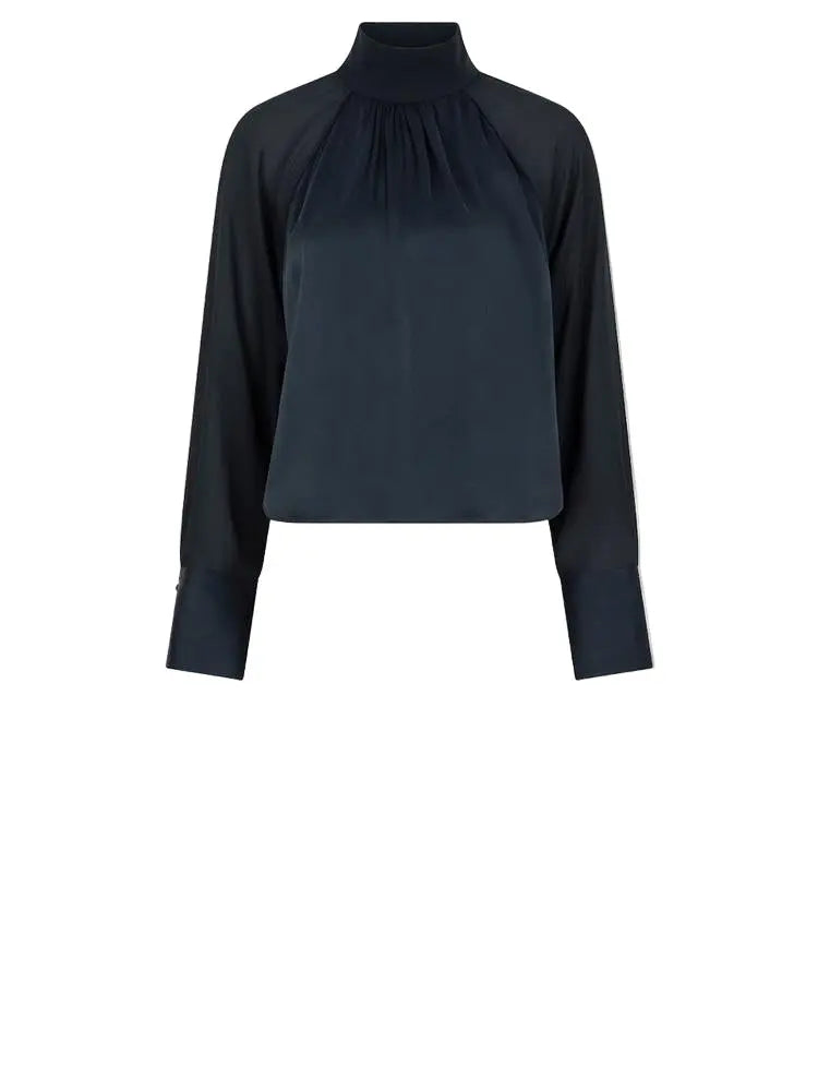 Dante6-Pristine Satinbluse mit Stehkragen-Dante6-HEIDA Fashion
