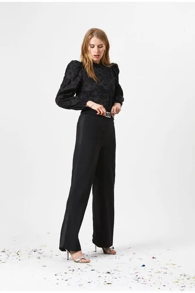 Schwarze Anzughose mit Satinstreifen-Dante6-HEIDA Fashion