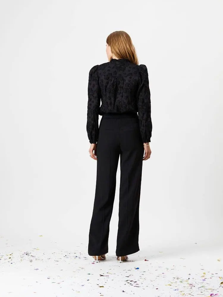 Schwarze Anzughose mit Satinstreifen-Dante6-HEIDA Fashion