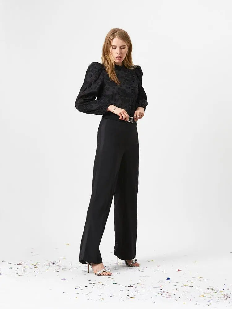 Schwarze Anzughose mit Satinstreifen-Dante6-HEIDA Fashion