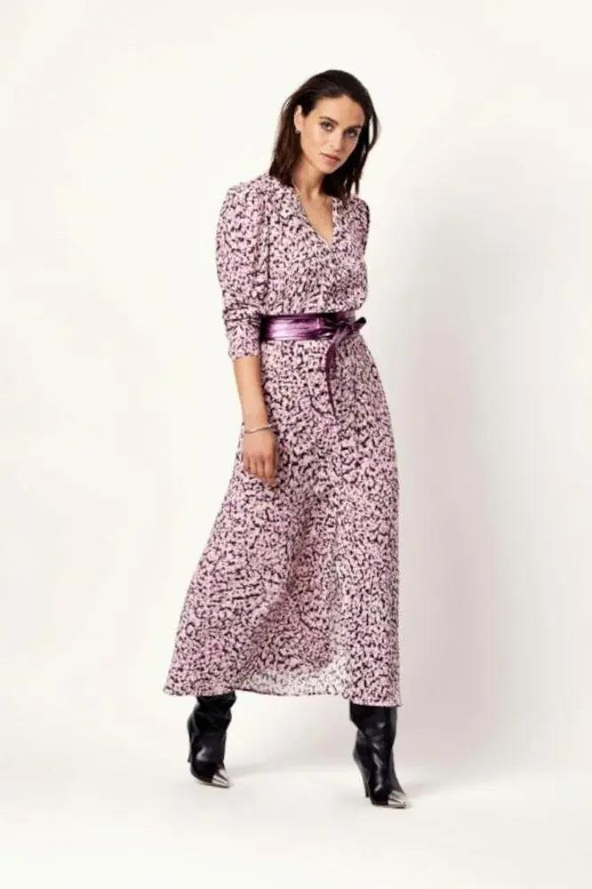 Bedrucktes Maxikleid mit passendem Gürtel-Dante6-HEIDA Fashion