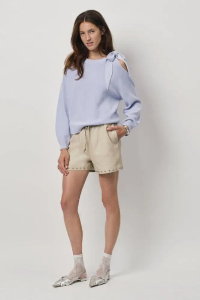Dante6 Ulyn Cut-Out Bow Sweater in Crystal Blue-Dante6-HEIDA Fashion