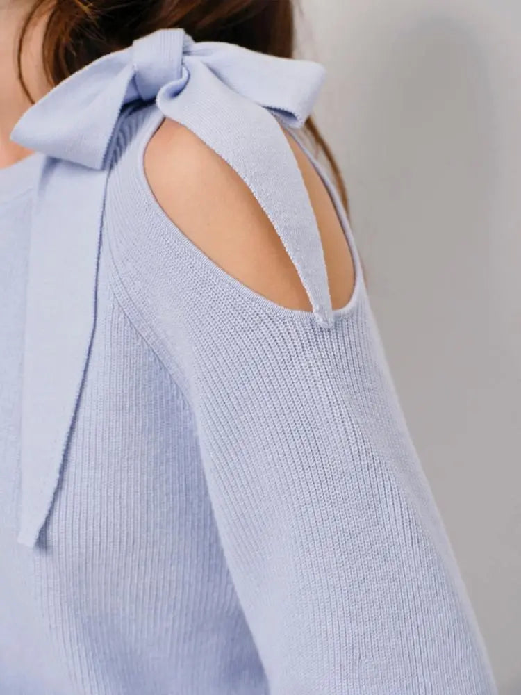 Dante6 Ulyn Cut-Out Bow Sweater in Crystal Blue-Dante6-HEIDA Fashion