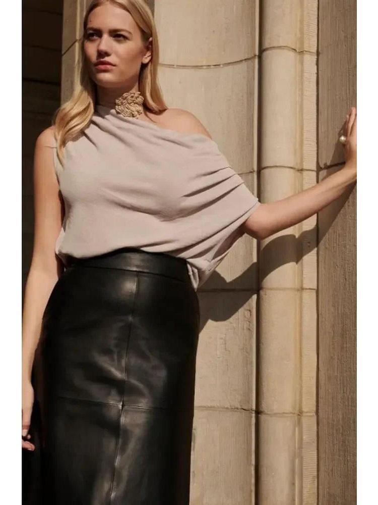 A-Linien Rock aus zertifiziertem Lammleder-Dante6-HEIDA Fashion