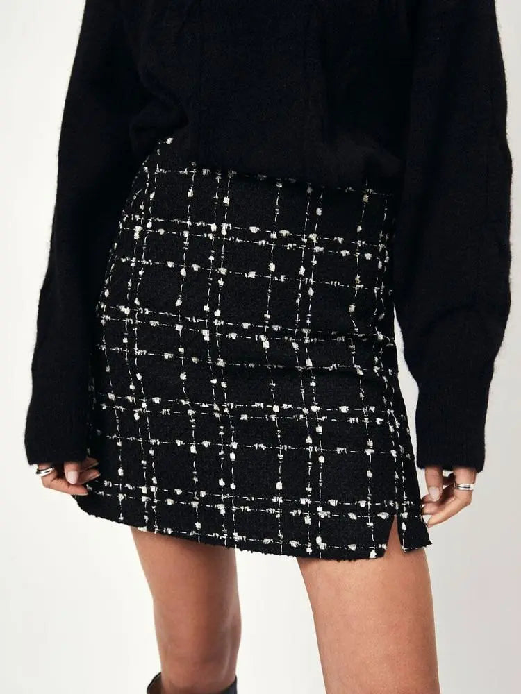 Schwarzer Tweed Rock-Dante6-HEIDA Fashion