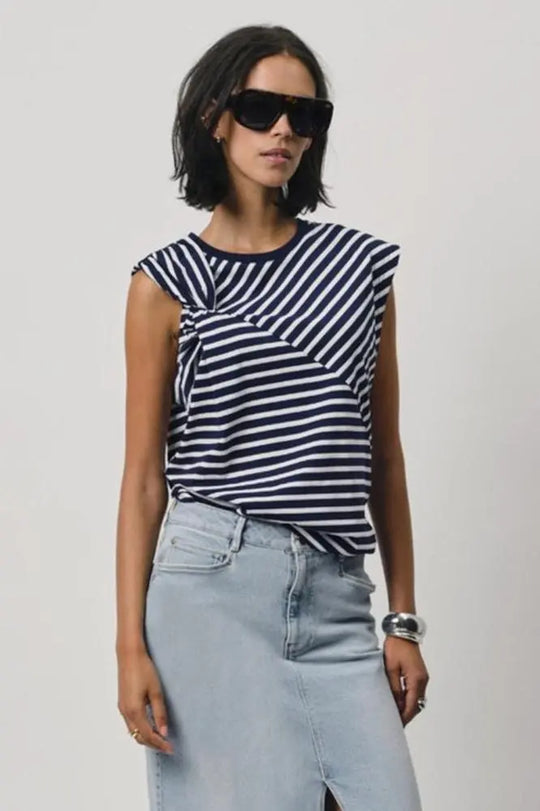 Entdecke unser einzigarGestreiftes Top Dash in Sapphire Blue (Biobaumwolle)-Dante6-HEIDA Fashion