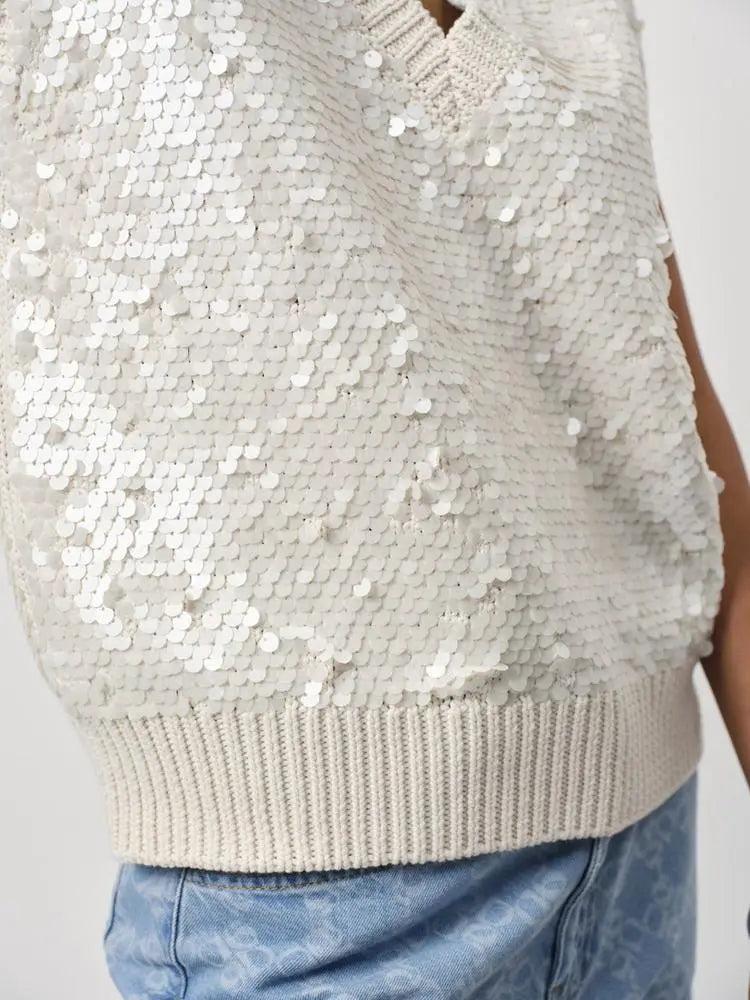 Dante6 Ezra Sequins Sweater in Butter Cream-Dante6-HEIDA Fashion