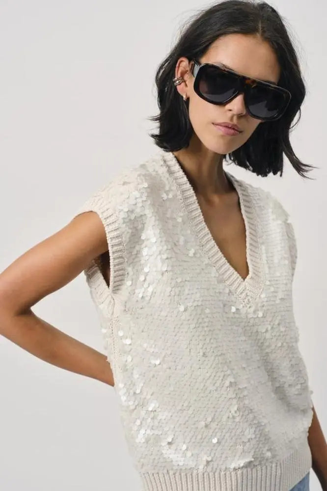 Dante6 Ezra Sequins Sweater in Butter Cream-Dante6-HEIDA Fashion