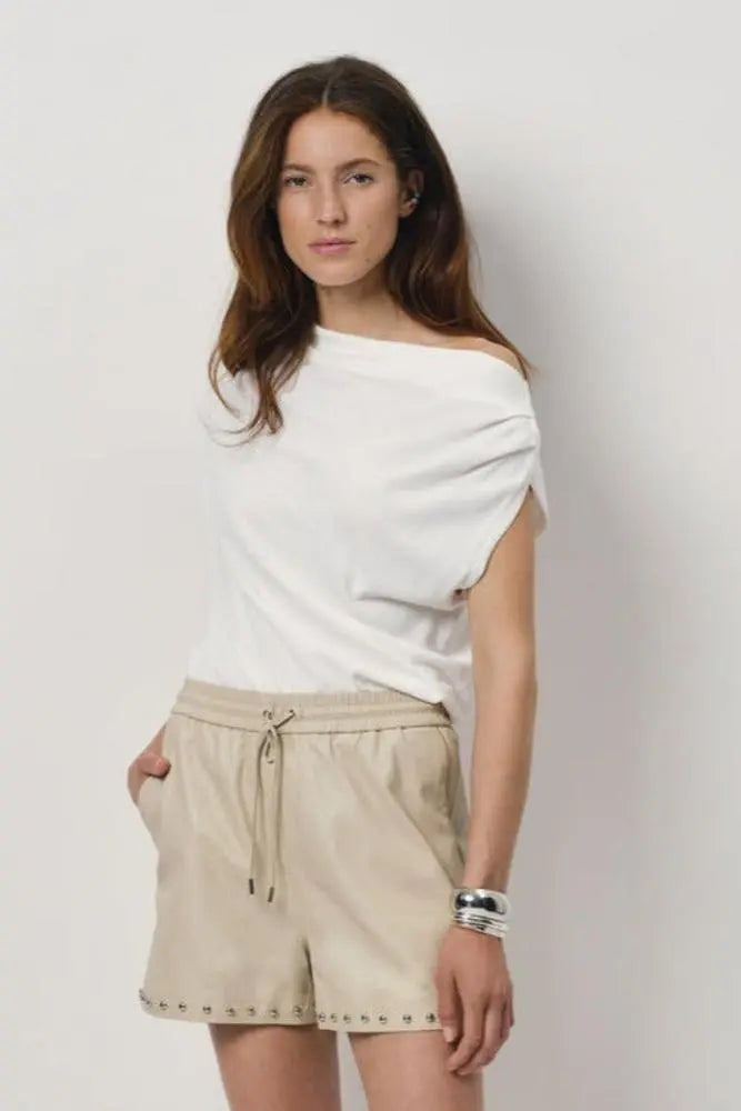 Soroko asymetrisches Top in Butter Creme-Dante6-HEIDA Fashion