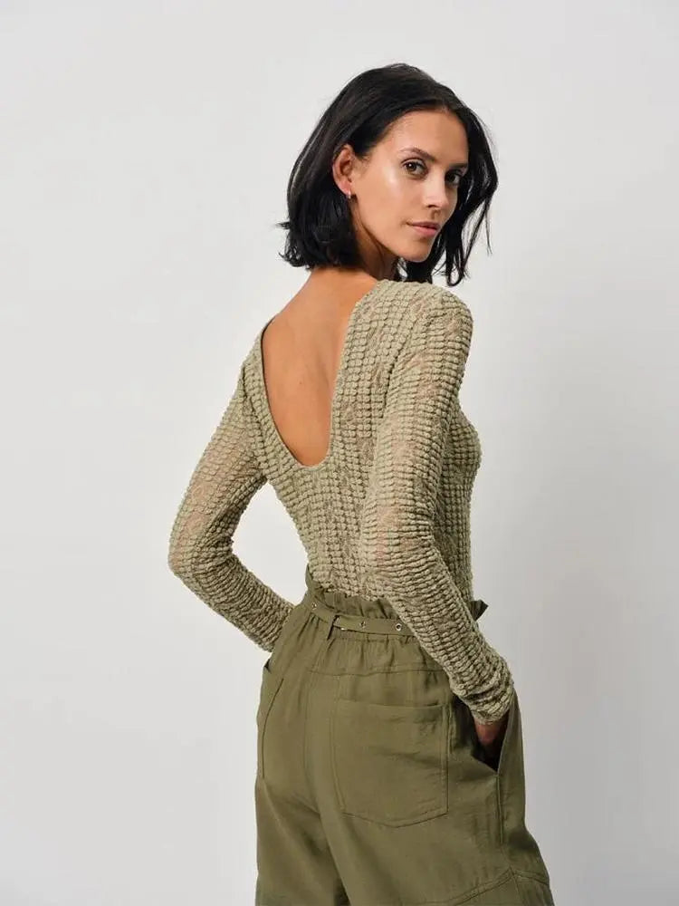 Dante6 Tailliertes Spitzen-Top Ellis in Sunlit Grass-Dante6-HEIDA Fashion