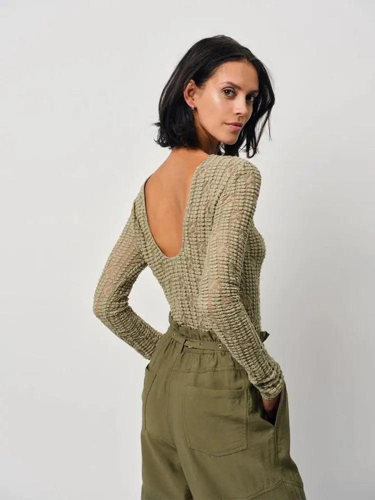 Dante6 Tailliertes Spitzen-Top Ellis in Sunlit Grass-Dante6-HEIDA Fashion