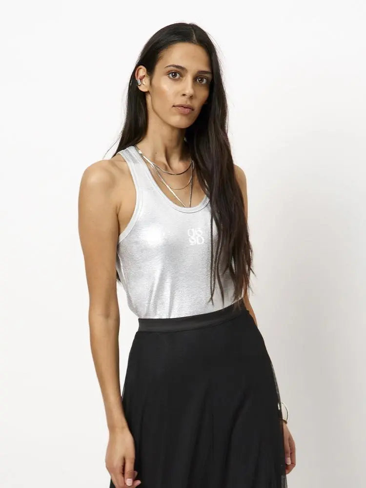 Dante6-Zora Metallic Logo Tanktop-Dante6-HEIDA Fashion