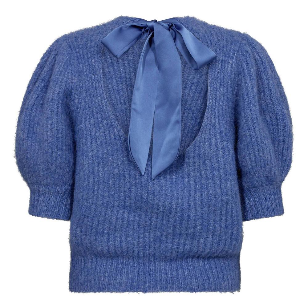 Eleganter blauer Schrickpullover von Co'Couture – Nachhaltig und stilvoll