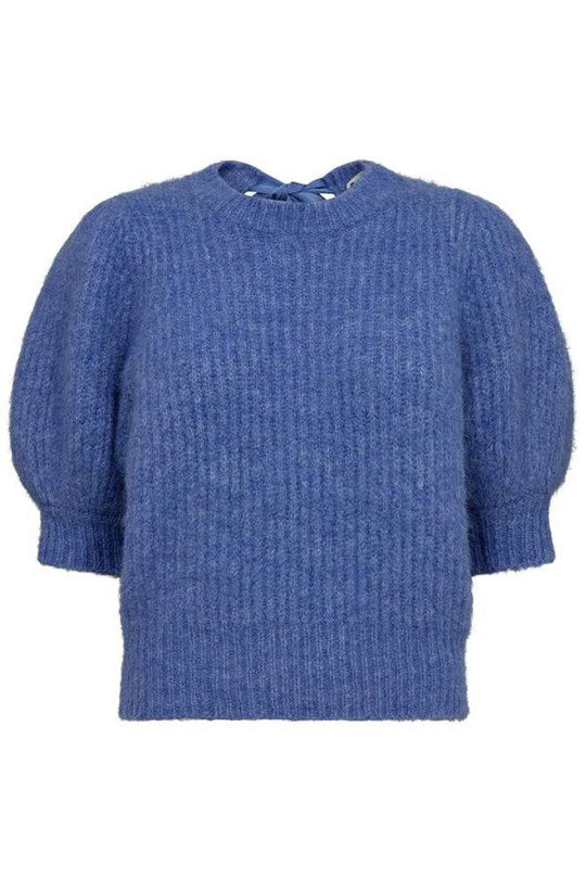 Eleganter blauer Schrickpullover von Co'Couture – Nachhaltig und stilvoll