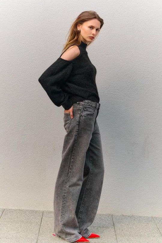 Leichter Alpaka Pullover in schwarz