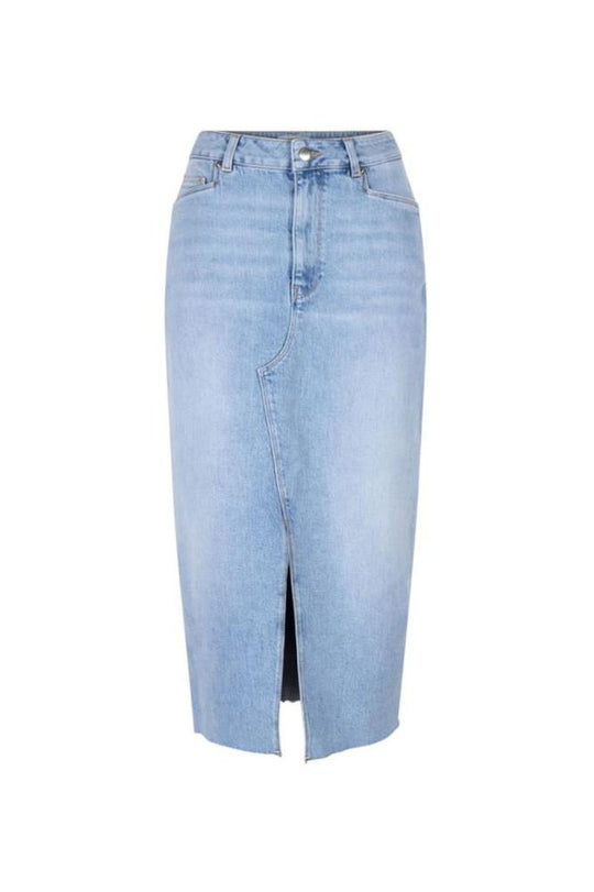 Midi-Jeansrock mit langem Schlitz