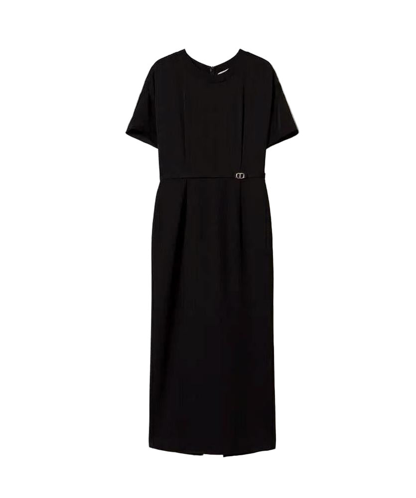 Midikleid aus Milano-Strick und Crêpe de Chine