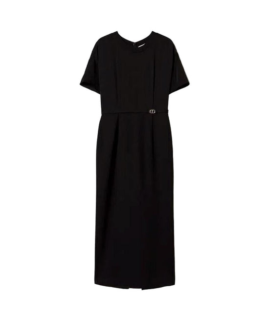 Midikleid aus Milano-Strick und Crêpe de Chine