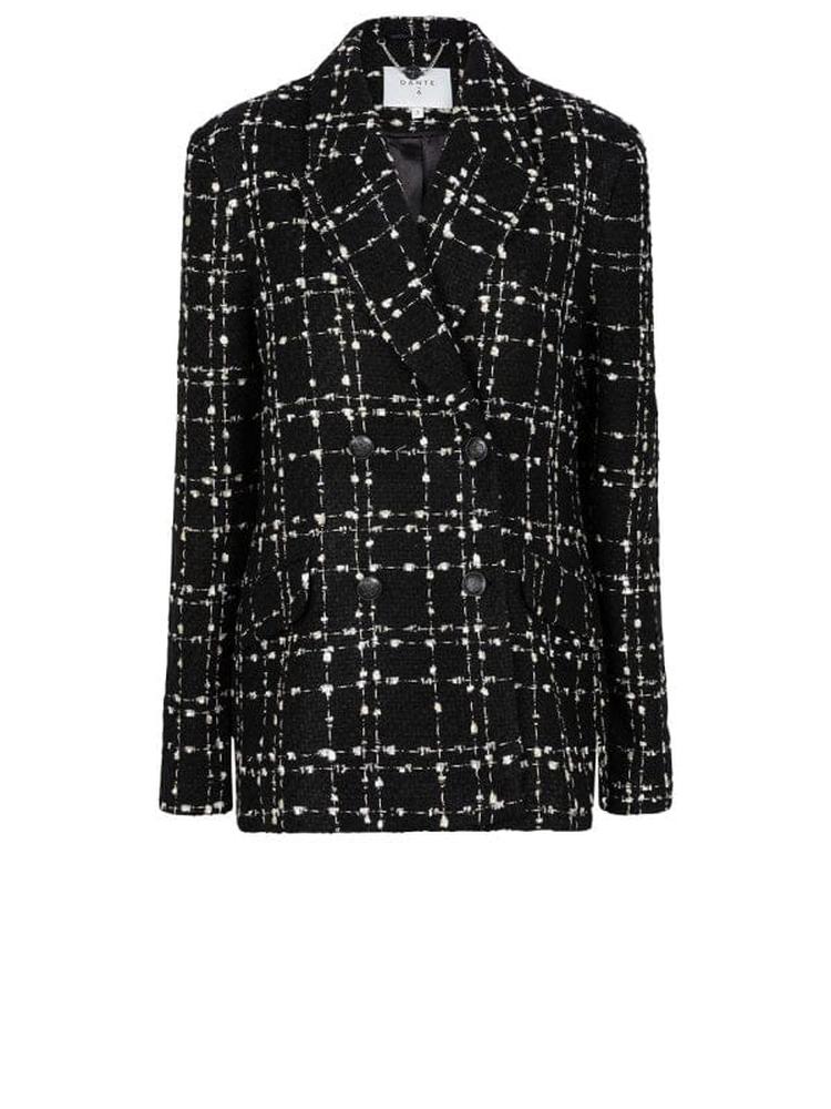 Zweireihiger Bouclé Blazer in Schwarz