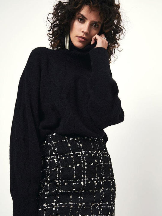 Schwarzer Tweed Rock