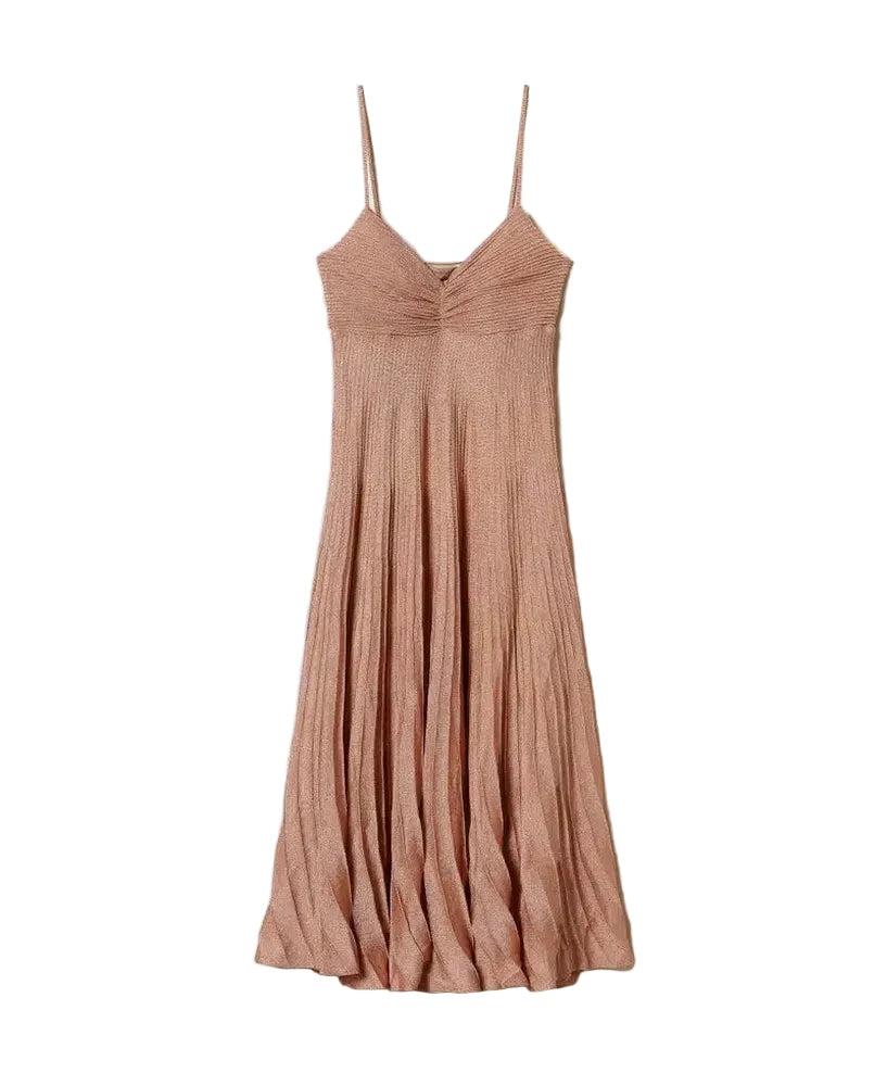 Slipdress aus Lurexgarn mit zarter Raffung