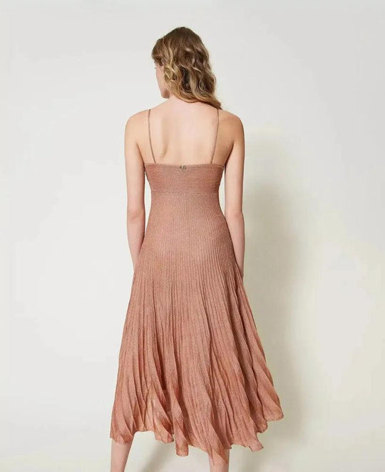 Slipdress aus Lurexgarn mit zarter Raffung