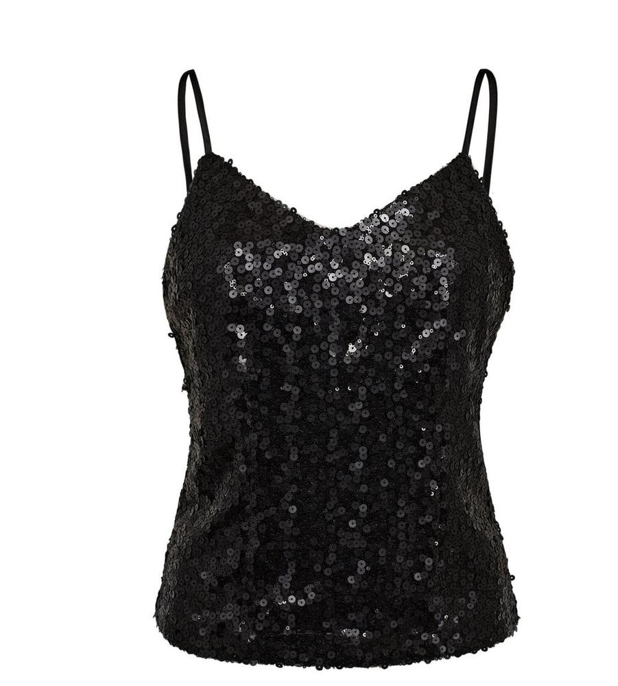 Top mit schwarzen Pailletten