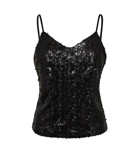 Top mit schwarzen Pailletten