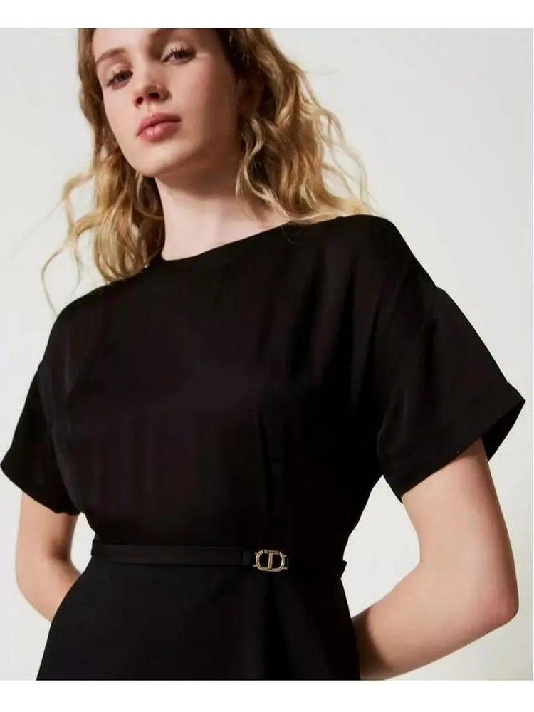 Midikleid aus Milano-Strick und Crêpe de Chine-TWINSET-HEIDA Fashion