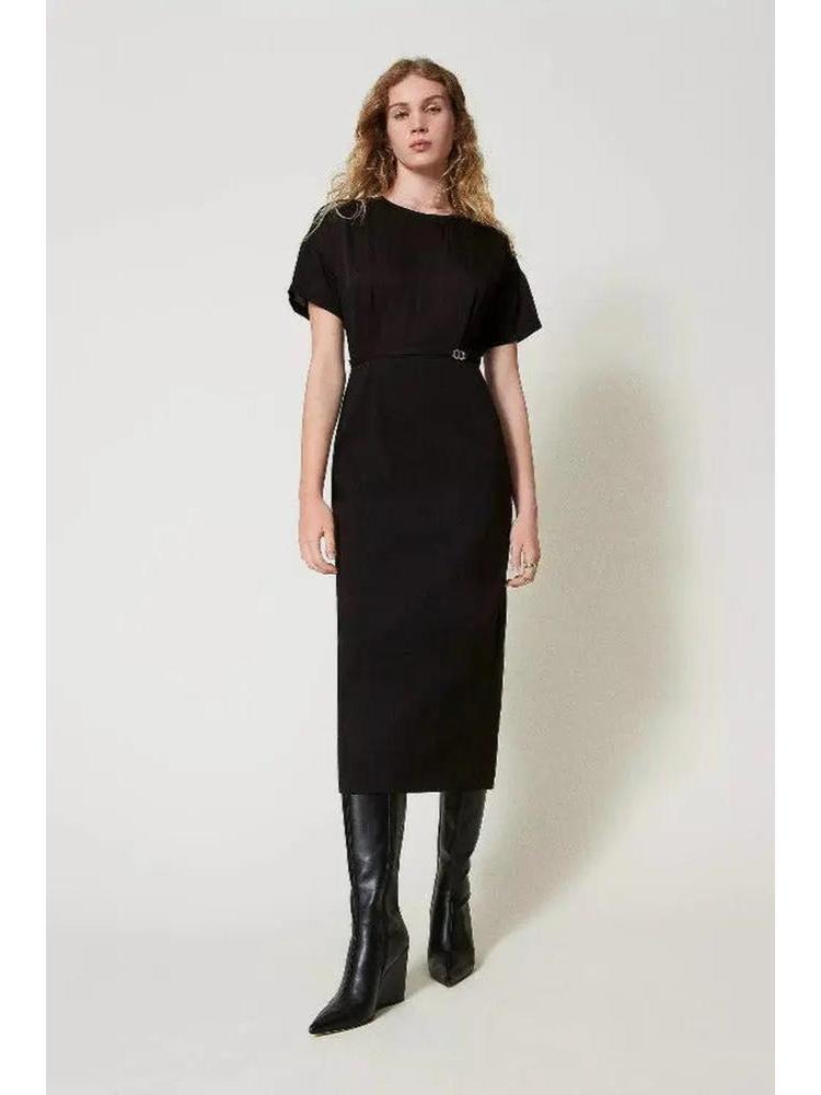 Midikleid aus Milano-Strick und Crêpe de Chine-TWINSET-HEIDA Fashion