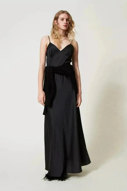 Schwarzes Slipdress mit von der Marke TWINSET-TWINSET-HEIDA Fashion