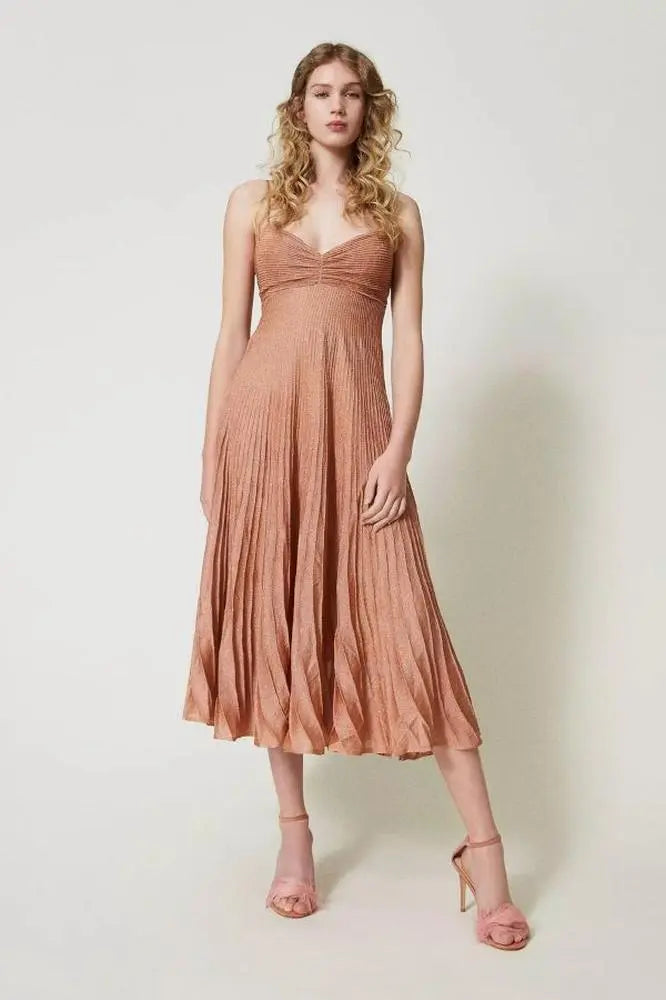 Slipdress aus Lurexgarn mit zarter Raffung-TWINSET-HEIDA Fashion