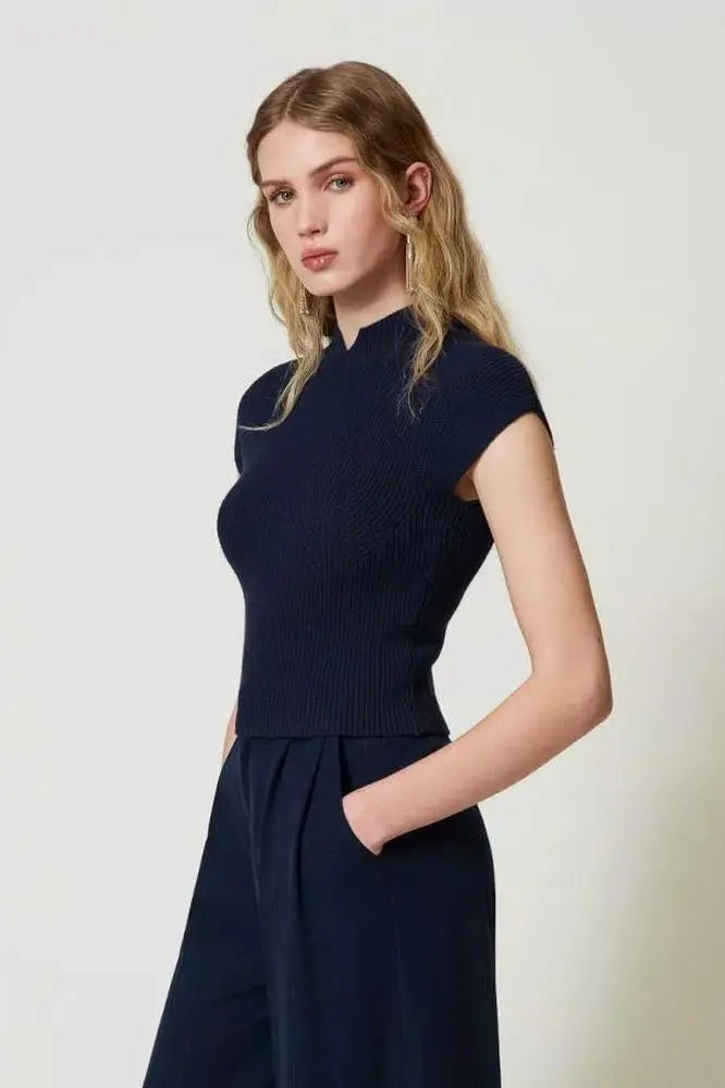 Kurzärmeliger Strickpullover aus Viskose und Stretch-TWINSET-HEIDA Fashion
