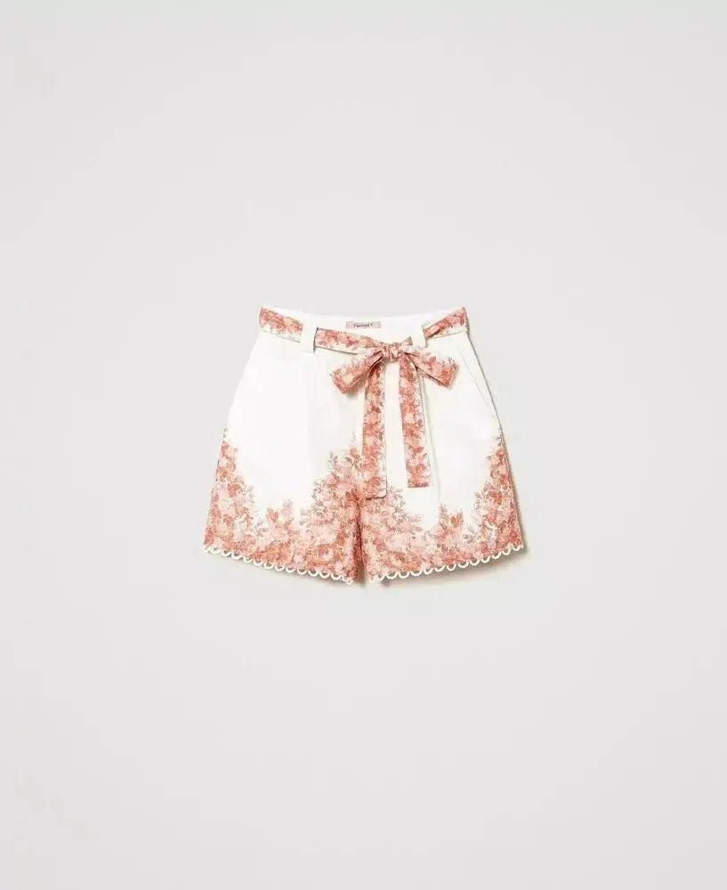 High-Waist-Shorts aus Leinen mit Blumenmuster von TWINSET-TWINSET-HEIDA Fashion