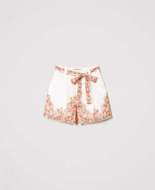 High-Waist-Shorts aus Leinen mit Blumenmuster von TWINSET-TWINSET-HEIDA Fashion